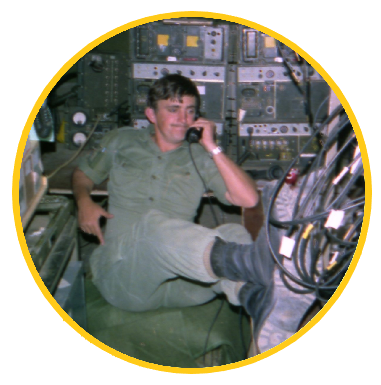 Denis Hare with AN/MRC-127 RR equipment