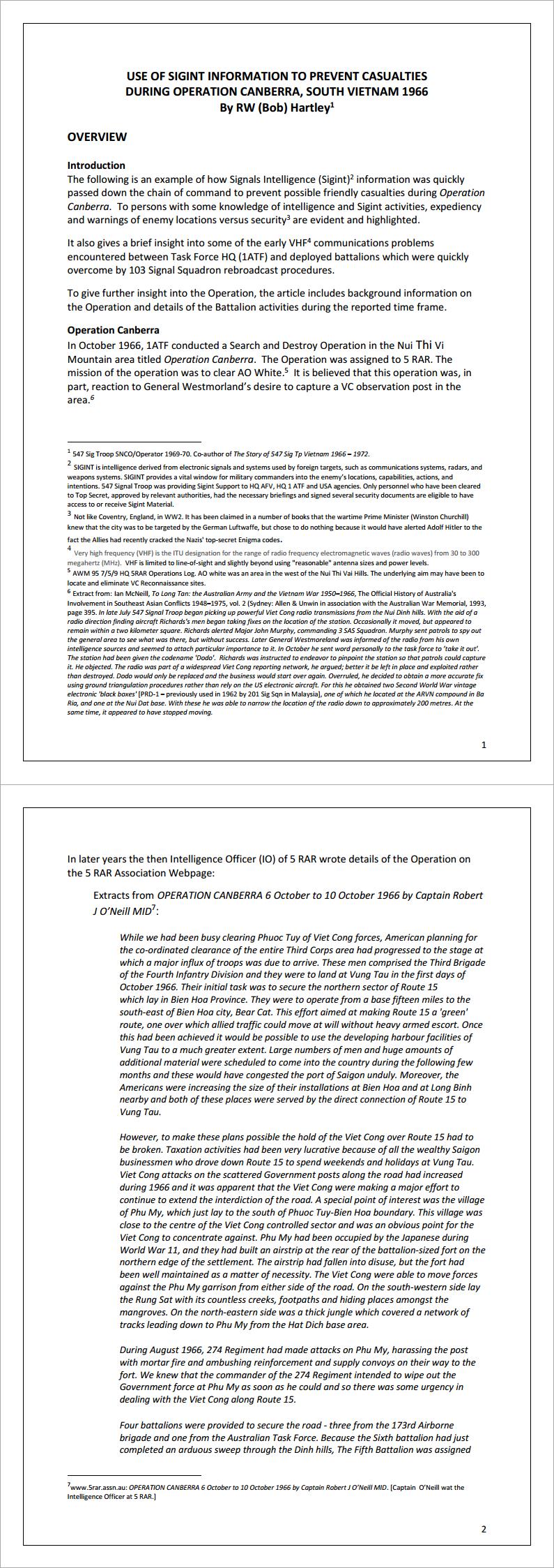 Op Canberra Part 1